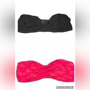 Bundle of 2 Victoria Secret Bandeau Bras Size Small Black and Pink
